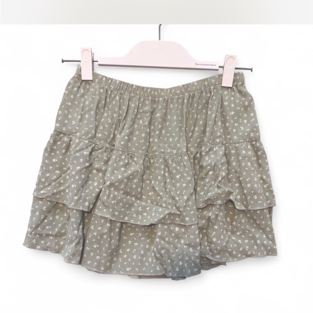 Brandy Melville Olive Green Floral Skirt